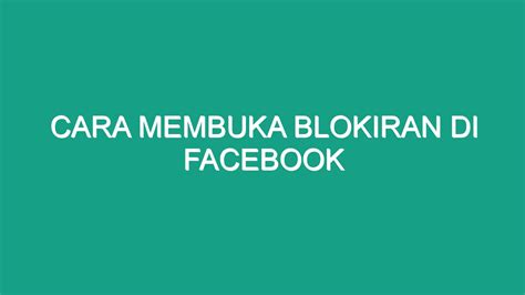 Apa itu Blokiran Facebook?