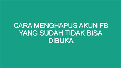 Mengapa Akun FB Tidak Bisa Dibuka?