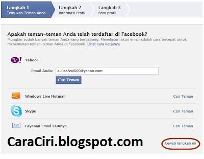 Langkah-Langkah Membuat FB di Warnet