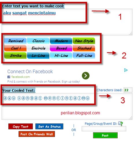 Cara Membuat Status FB XOXOXO