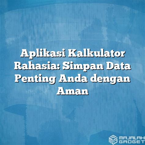 Simpan Data Penting Anda