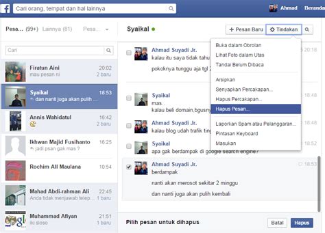 Cara Menghapus Pesan Facebook dengan Cepat