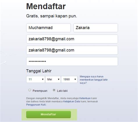 Langkah 1: Mendaftar di Facebook