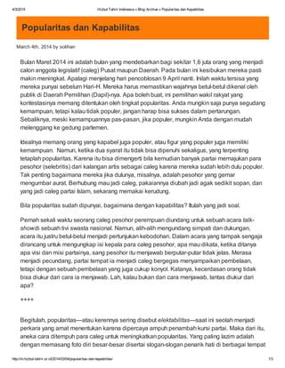 Rasional untuk Meningkatkan Populeritas