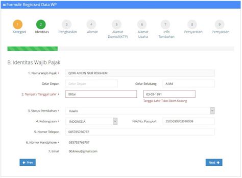 Mengisi Formulir Registrasi