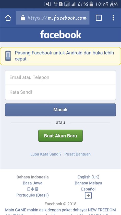Langkah 2: Masuk ke Akun Facebook