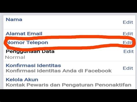 Cara Mengganti Nomor di FB Lite