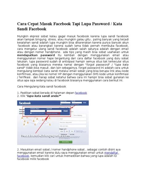 Cara Log In FB Lupa Kata Sandi